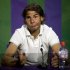 Spain's Rafael Nadal speaks during a press conference after he was beaten in his second round men's singles match