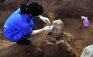 A member of an archaeology team unearths the head of a terracotta warrior inside the No.1 pit of the Museum of Qin Terracotta Warriors and Horses, on the outskirts of Xi'an