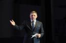 Chairman of the Slovak Smer-Social Democracy party Robert Fico addresses supporters during an election rally on March 2, 2016 in Bratislava ahead of the March 5 general elections