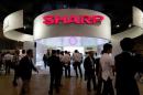 A logo of Sharp Corp is pictured at CEATEC JAPAN 2016 at the Makuhari Messe in Chiba