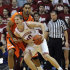 Indiana forward Cody Zeller, right, works the ball against Sam Houston State center Michael Holyfield during the first half of an NCAA college basketball game in Bloomington, Ind., Thursday, Nov. 15 2012. (AP Photo/Alan Petersime)