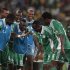 Nigeria's Musa celebrates his goal against Mali with teammates during their AFCON 2013 semi-final soccer match in Durban