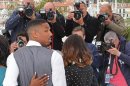 Actor Michael B. Jordan and cast members Spencer and Diaz pose during a photocall for the film 'Fruitvale Station' at the 66th Cannes Film Festival in Cannes
