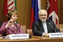 EU Foreign Policy Chief Ashton and Iranian Foreign Minister Zarif wait to begin talks in Vienna