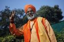 Indian priest-turned-lawmaker Sakshi Maharaj poses at his residence in New Delhi
