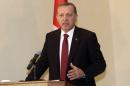 Turkey's President Tayyip Erdogan addresses a news conference in Mogadishu