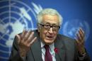 U.N. mediator for Syria Lakhdar Brahimi gestures during a press briefing at the United Nations headquarters in Geneva, Switzerland, Monday, Jan. 27, 2014. Syrians on opposite sides of their country's civil war tried again Monday to find common ground, with peace talks focusing on an aid convoy to a besieged city that once more came under mortar attack from the government. Brahimi has seen faces like these before, barely able to remain in the same room, much less speak to each other. Lebanese, Afghans, Iraqis, now Syrians. Even, two decades ago, Algerians like himself. For days now, the veteran U.N. mediator has presided over peace talks intended to lead the way out of Syria's civil war. He brought President Bashar Assad's government and the opposition face to face for the first time on Saturday, while still ensuring that they don't have to enter by the same door or address each other directly. He is 80. He is patient. (AP Photo/Anja Niedringhaus)