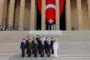 Turkey's Prime Minister Yildirim, Chief of Staff General Akar, Defense Minister Isik and the country's top generals pose in Anitkabir, the mausoleum of modern Turkey's founder Mustafa Kemal Ataturk, in Ankara