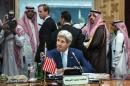 US Secratery of State John Kerry meets with Arab leaders at King Abdulaziz International Airport's Royal Terminal on September 11, 2014 in Jeddah