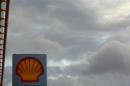 A Shell logo is seen at a petrol station in London