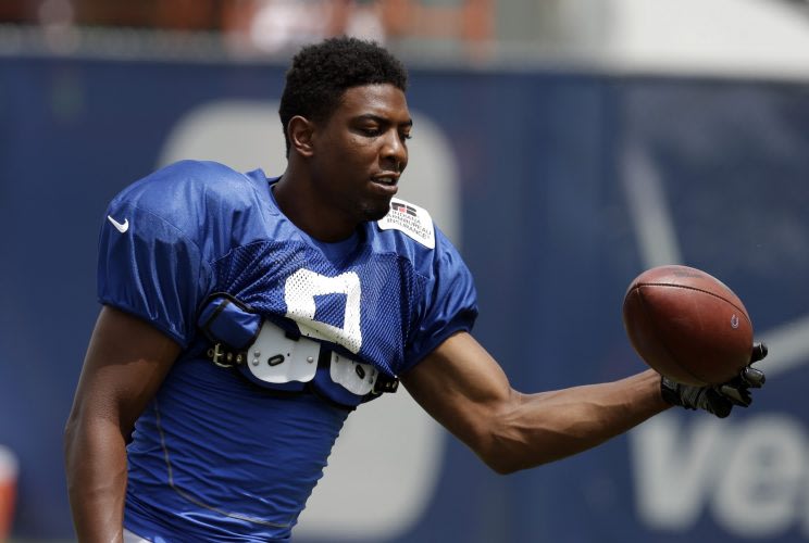Duron Carter, who was with the Indianapolis Colts in training camp in 2015, knocked down a CFL coach Thursday during a game. (AP Photo/Darron Cummings...