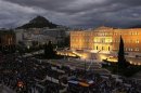 Protestors gather in front of the parliament in Syntagma square in central Athens during a 48-hour strike by the two major Greek workers unions