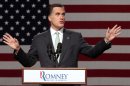 Romney, U.S. Republican presidential candidate and former Massachusetts governor, addresses a crowd of supporters during a rally at Lansing Community College in Lansing