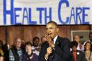U.S. President Barack Obama speaks about Affordable Health Care to volunteers at the Temple Emanu-El in Dallas