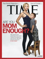 Esta imagen proporcionada por la revista Time muestra la portada de la edición del 21 de mayo de 2012 con una fotografía de Jamie Lynne Grumet, de 26 años, amamantando a su hijo de 3 años para un reportaje sobre "crianza con apego". (AP foto/Time)