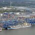 Shipping terminals and containers are pictured in the harbour of Bremerhaven