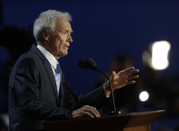Actor Clint Eastwood speaks to delegates during the Republican National Convention in Tampa, Fla., on Thursday, Aug. 30, 2012. (AP Photo/Charlie Neibergall)