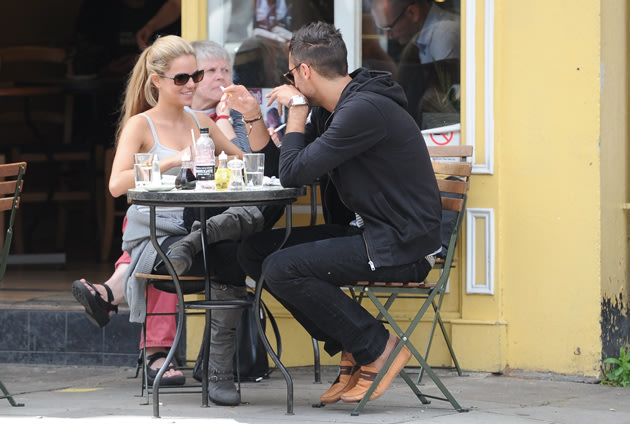 Hugo Taylor and Natalie Joel looked loved up having lunch