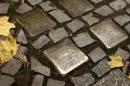 Memorial pavement plaques commemorating German jewish concentration camp victims are pictured in Berlin's Wilmersdorf district
