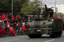Turkish soldiers in an armored army vehicle take part in a Republic Day ceremony in Istanbul, Turkey