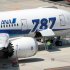 An ANA's Boeing Co's 787 Dreamliner plane receives restoration work at Okayama airport in Okayama, Japan