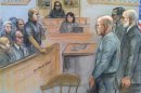 James "Whitey" Bulger listens to the verdict in his murder and racketeering trial as seen in this courtroom drawing in Boston