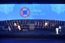 Queen Elizabeth II delivers a speech during the opening ceremony of the Commonwealth Heads of Government Meeting (CHOGM) at the Mediterranean Conference Centre in Valletta on November 27, 2015