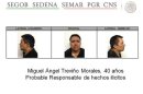 A handout photograph released by the Mexican government on July 15, 2013 during a news conference, shows a series of photographs of Miguel Angel Trevino