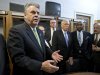 Rep. Peter King, R-N.Y., left, joined by other New York area-lawmakers affected by Superstorm Sandy, express their anger and disappointment after learning the House Republican leadership decided to allow the current term of Congress to end without holding a vote on aid for the storm's victims, at the Capitol in Washington, early Wednesday, Jan. 2, 2013. (AP Photo/J. Scott Applewhite)