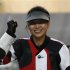 China's Yi Siling smiles after winning the women's 10m air rifle final competition at the London 2012 Olympic Games in the Royal Artillery Barracks at Woolwich in southeast London
