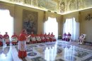 Pope Francis attends a consistory at the Vatican
