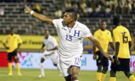 Honduras' Carlos Costly celebrates after scoring a goal against Jamaica in their 2014 World Cup qualifying soccer match in Kingston, October 15, 2013. REUTERS/Gilbert Bellamy