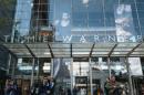 Signage that reads Time Warner is seen at the Time Warner Center in New York City