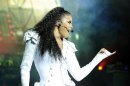 U.S. singer Janet Jackson performs on stage during her "Number Ones - Up Close and Personal" tour at the Royal Albert Hall in London