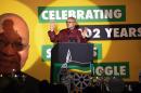 South African President Jacob Zuma delivers his keynote speech for the launching of the ruling ANC party's election manifesto in Nelspruit on January 10, 2014