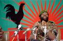 Angolan rebel chief Jonas Savimbi addressing soldiers in Jamba on December 11, 1985