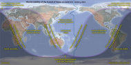 World visibility of the transit of Venus on 5-6 June 2012. Spitsbergen is an Artic island – part of the Svalbard archipelago in Norway – and one of the few places in Europe from which the entire transit is visible. For most of Europe, only the