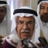 Saudi Oil Minister Ali al-Naimi speaks to media on his arrives for the Gulf Cooperation Council (GCC) Oil Ministers' meeting in Riyadh