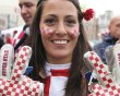 A Croatian soccer fan poses for a picture in downtown Poznan
