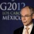 European Council President Van Rompuy addresses the media before the G20 Summit in Los Cabos