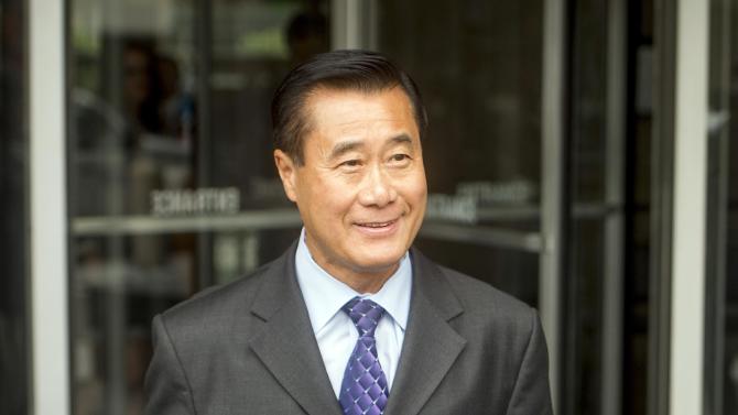 FILE - In this July 31, 2014 file photo, California state Sen. Leland Yee, D-San Francisco, leaves federal court in San Francisco. The former California state senator Yee is expected to be sentenced Wednesday, Feb. 24, 2016, after acknowledging in a plea deal that he accepted thousands of dollars in bribes and discussed helping an undercover FBI agent buy automatic weapons from the Philippines. Yee’s attorneys have called for no more than five years and three months behind bars, saying Yee has a history of public service and his wife is ill. (AP Photo/Noah Berger, File)