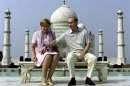 File photo of Putin and his wife sitting in front of the Taj Mahal while touring the city of Agra
