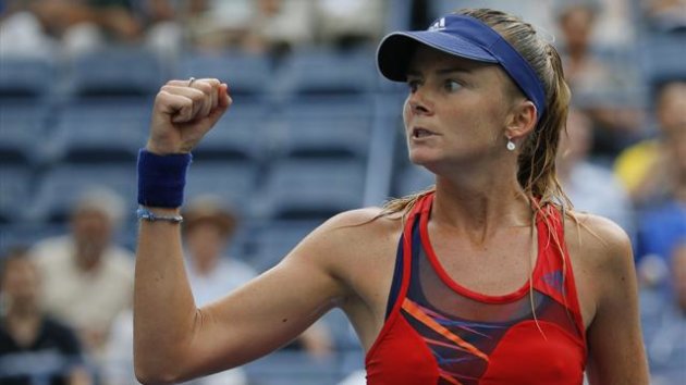 Daniela Hantuchova of Slovakia celebrates a point over Alison Riske of the U.S. at the U.S. Open (Reuters)
