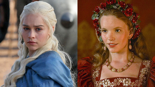 Emilia Clarke in "Game of Thrones" and Tamzin Merchant in "The Tudors"