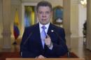 Handout photo shows Colombia's President Juan Manuel Santos speaking during a national address in Bogota
