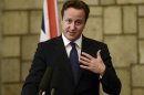 British PM Cameron speaks during a joint news conference in Kabul