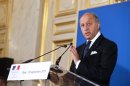 French Foreign Affairs minister Laurent Fabius gives a press conference on September 10, 2013 at the ministry in Paris
