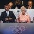 Britain's Queen Elizabeth II, right, declares the games open alongside International Olympic Committee Vice President Thomas Bach during the Opening Ceremony at  the 2012 Summer Olympics, Saturday, July 28, 2012, in London. (AP Photo/Cameron Spencer, Pool)