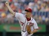 Washington Nationals starting pitcher Jordan Zimmermann throws during the first inning of a baseball game against the Colorado Rockies at Nationals Park Thursday, June 20, 2013, in Washington. (AP Photo/Alex Brandon)