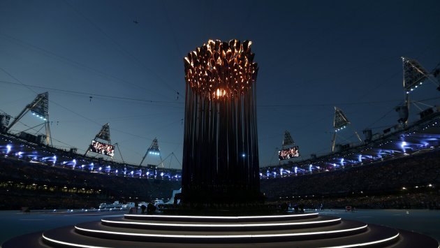 The Olympic Torch is seen during the closing ceremony of the London 2012 Olympic Games at the Olympic Stadium